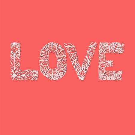 Love lettering in paper cutting style. Perfect for cards and invitationsのイラスト素材