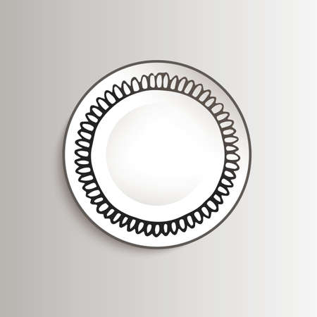 Plate with floral frame - template for prints, fabric and tattoo. Vector illustration.のイラスト素材