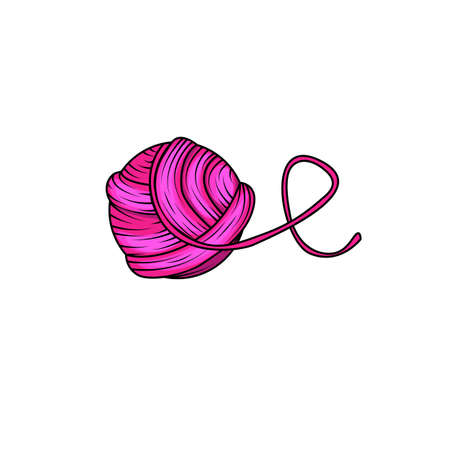 Yarn ball in cartoon style. For print, logo, creative design. Vector illustration. Isolated on whiteのイラスト素材