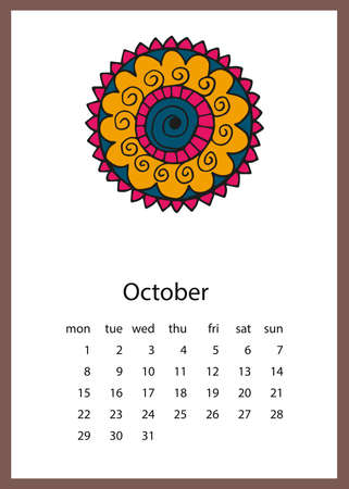 Calendar 2018 in hand drawn style. For print, decor and creative designのイラスト素材