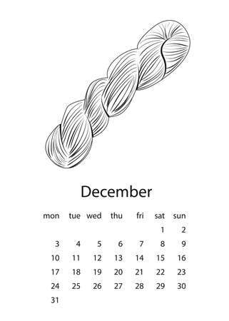 Calendar 2018 with yarn in hand drawn style. For print, decor and creative designのイラスト素材
