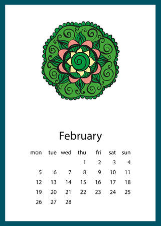 Calendar 2018 in hand drawn style. For print, decor and creative designのイラスト素材