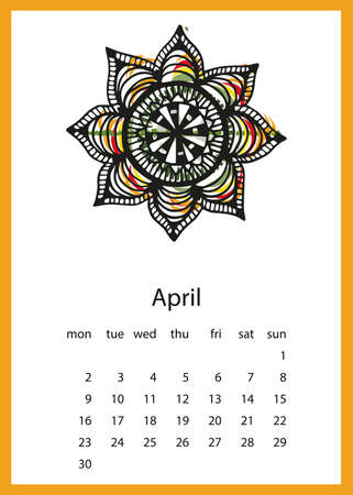 Calendar 2018 in hand drawn style. For print, decor and creative designのイラスト素材