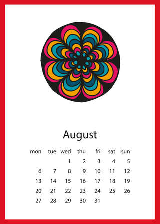 Calendar 2018 in hand drawn style. For print, decor and creative designのイラスト素材