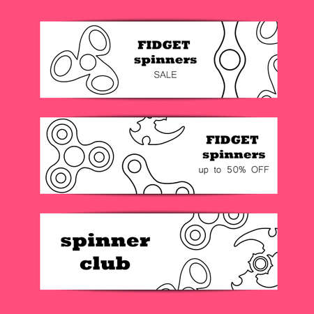 Spinners banner in simple style for web, print and creative design. Vector illustrationのイラスト素材