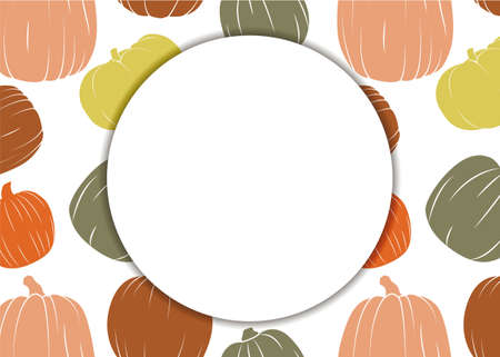Poster with pumpkins in flat style. For print, icon, creative design. Vector illustration.のイラスト素材