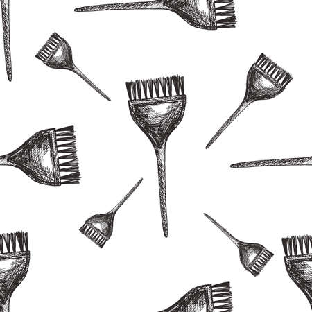 Barber brush seamless pattern in sketch styleのイラスト素材