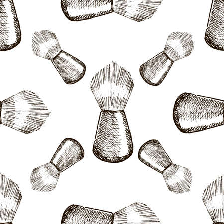 Barber brush seamless pattern in sketch styleのイラスト素材