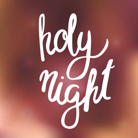 Holy night lettering in hand drawn style.のイラスト素材