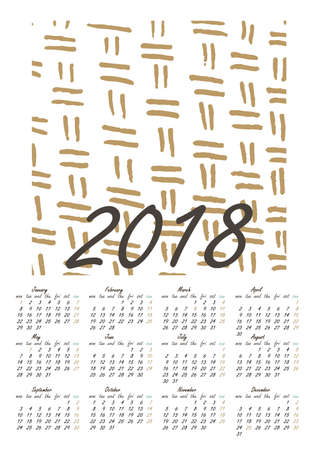 Calendar 2018 in Scandinavian style. For print, decor and creative designのイラスト素材