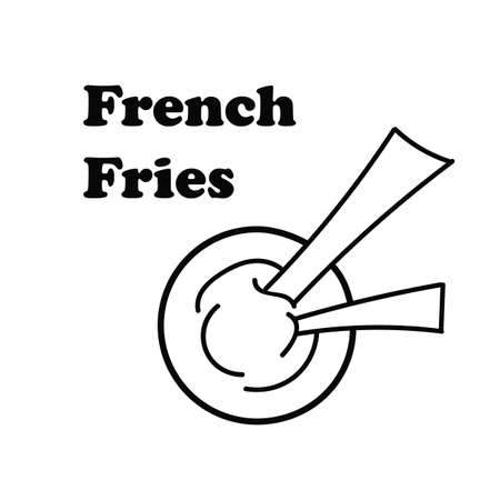 French fries icon in simple style. For print, logo, creative design. Vector illustration. Isolated on whiteのイラスト素材