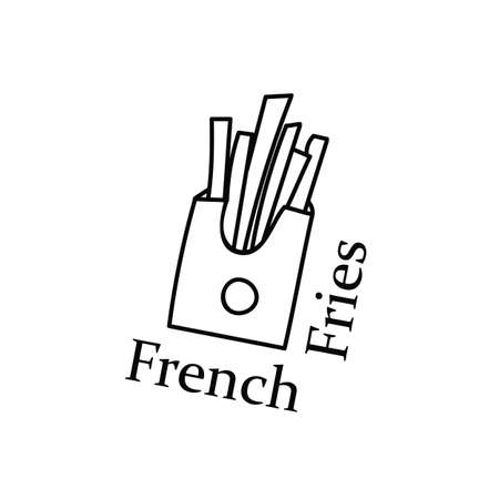 French fries icon in simple style. For print, logo, creative design. Vector illustration. Isolated on whiteのイラスト素材