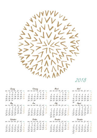 Calendar 2018 in Scandinavian style. For print, decor and creative designのイラスト素材