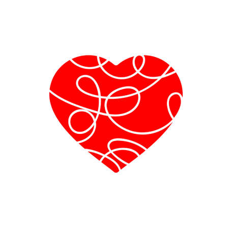 Heart icon in flat style for web, print and creative design. Vector illustration. Isolated on whiteのイラスト素材