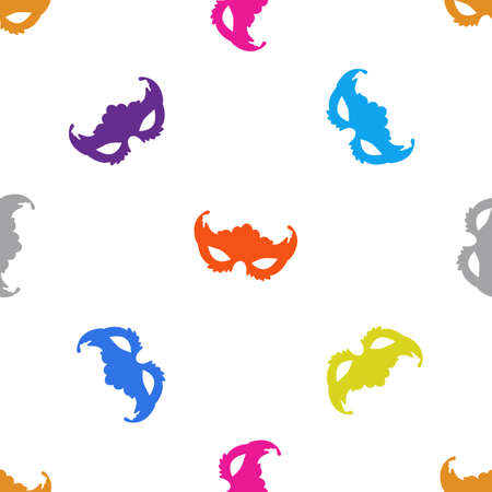 Carnival mask seamless pattern in flat style. For web, print, creative design vector illustration.のイラスト素材