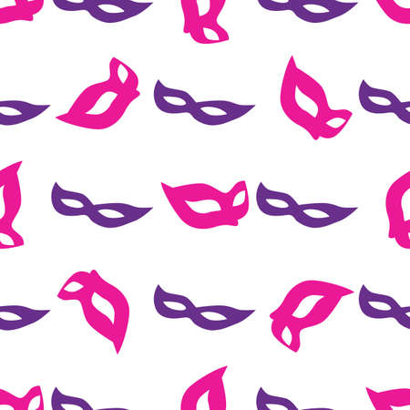 Carnival mask seamless pattern in flat style. For web, print, creative design vector illustration.のイラスト素材