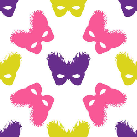 Carnival mask seamless pattern in flat style. For web, print, creative design vector illustration.のイラスト素材