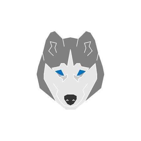 Husky dog icon in geometric modern style. Perfect logo, print and creative design. Vector illustration. Isolated on white.のイラスト素材