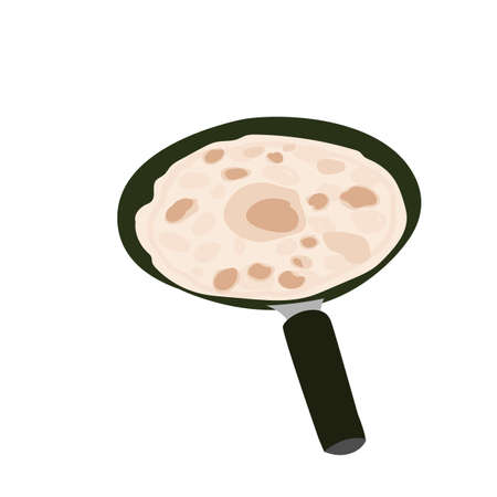 Shrovetide festive design. Puncake in pan vector illustrationのイラスト素材