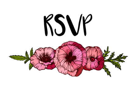 Flower wedding ornament concept in hand drawn style. For card, invitation and banner design. Vector illustration.のイラスト素材