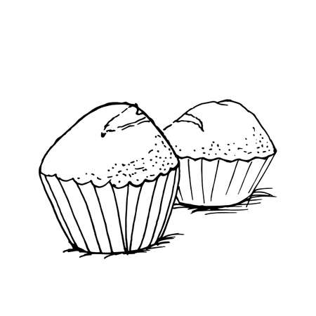 Cupcake icon in hand drawn style.のイラスト素材