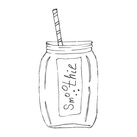 Smoothie icon in hand drawn style. For print, package, menu. Vector illustrationのイラスト素材