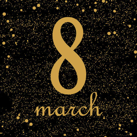 8 march greeting card in vector in black background.のイラスト素材