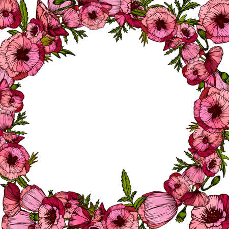 Flower wedding ornament concept in hand drawn style. For card, invitation and banner design. Vector illustration.のイラスト素材