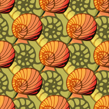 Seamless pattern with shell in cartoon style. For textile, bedroom and creative design. Vector illustrationのイラスト素材