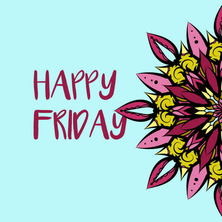 Flower mandala banner in indian style for social network and web. Vector illustration. のイラスト素材