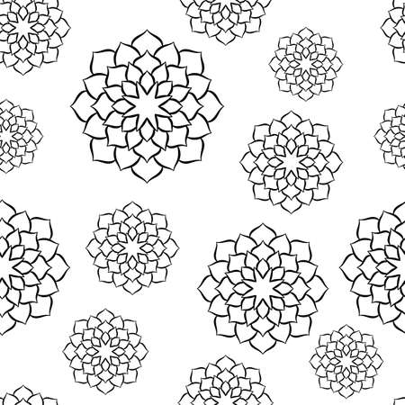 Flower mandala seamless pattern in indian style for textile and print. Vector illustration. のイラスト素材