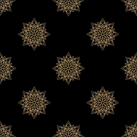 Flower mandala seamless pattern in indian style for textile and print. Vector illustration. 