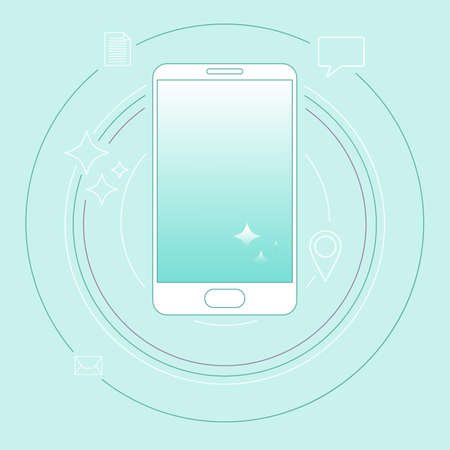 Smartphone concept illustration in outline style. Perfect for web, banner and creative design. Vectorのイラスト素材