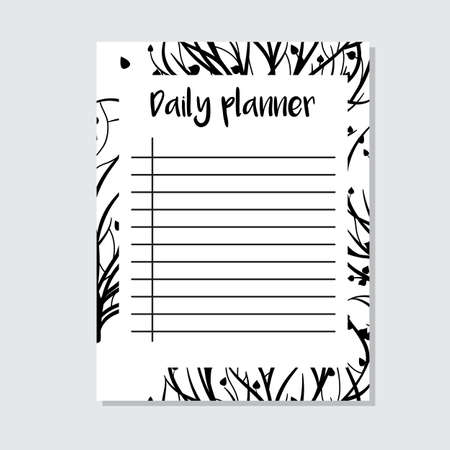 Planner with tree of life in hand drawn style. For bed linen, paper and creative design. Vector illustration. Isolated on whiteのイラスト素材