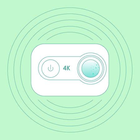 Camera  in outline flat style. For web, banner and advertising store design. Vector illustrationのイラスト素材