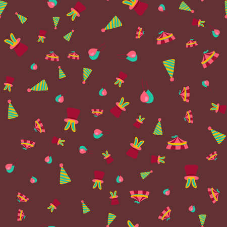 Circus seamless pattern in doodle style. Perfect for paper, textile, fabric and nursery design. Vector illustrationのイラスト素材