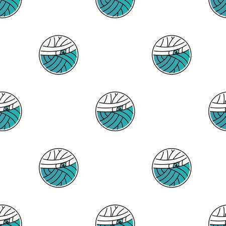 Halloween mummy seamless pattern in flat line style. Vector illustrationのイラスト素材