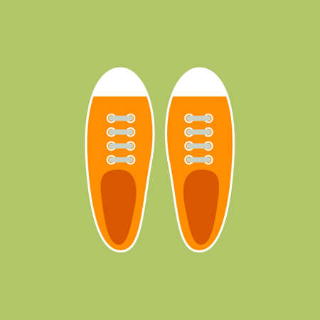 Sneakers for young people in flat style. Top view. Vector illustrationのイラスト素材