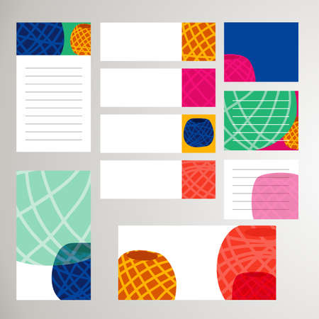 School stationery set with yarn ball in flat style. Vector illustrationのイラスト素材