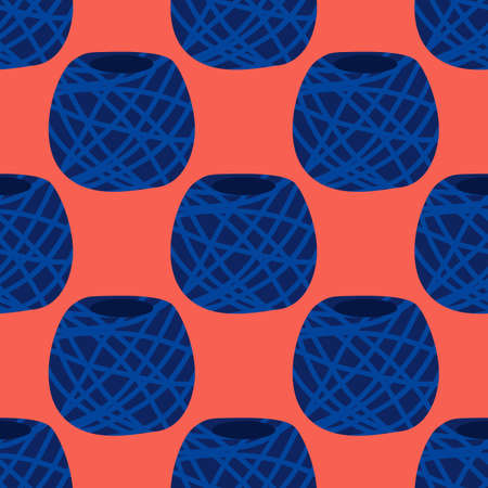 Vector yarn ball seamless pattern in flat styleのイラスト素材