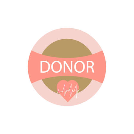 Donor blood badge in flat style. For web, medicine and education. Vector illustrationのイラスト素材