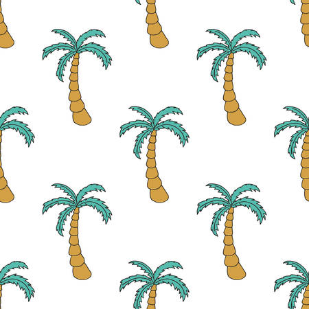 Palm tree seamless pattern in hand drawn style. Vector illustration.のイラスト素材