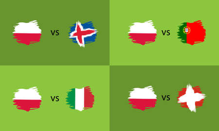 Banner set with Poland and Europe countries flags in flat style. For web, print and creative design.のイラスト素材
