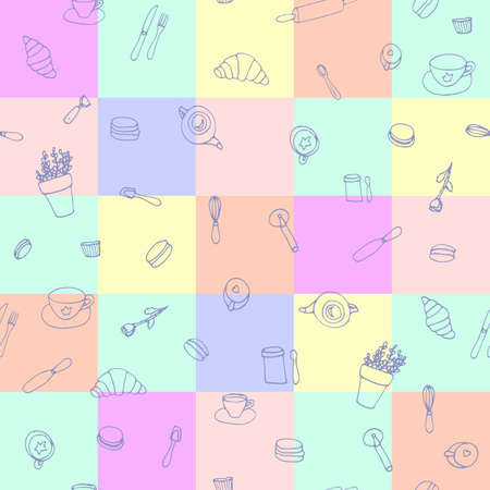 France Paris cafe seamless, pattern in doodle style. For print, web and textile designのイラスト素材