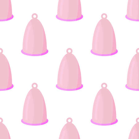 Menstrual cup seamless pattern in flat style. For ads, shop, womans magazine. Vector illustration.のイラスト素材