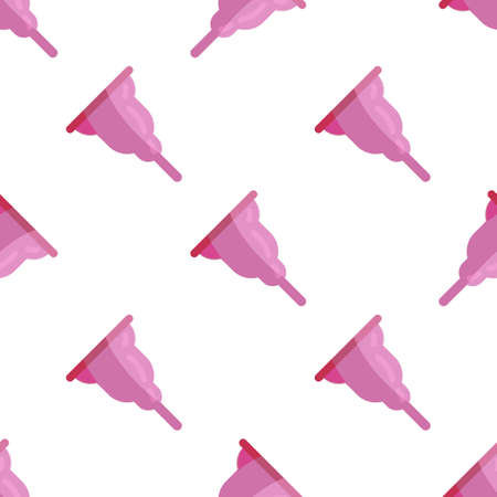 Menstrual cup seamless pattern in flat style. For ads, shop, womans magazine. Vector illustration.のイラスト素材