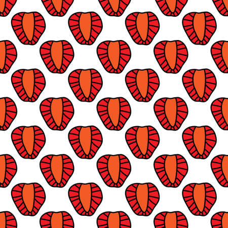 Strawberry seamless pattern in outline style. For business, company and farm.のイラスト素材
