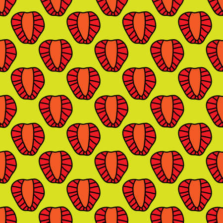 Strawberry seamless pattern in outline style. For business, company and farm.のイラスト素材