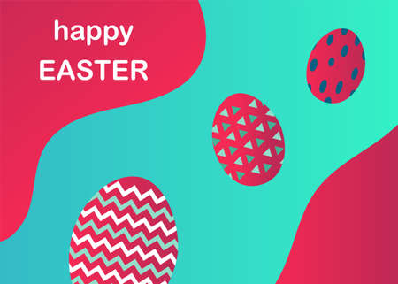 Happy Easter banner with eggs in flat style. For web, ad, promotion and creative design. Vector illustration.のイラスト素材