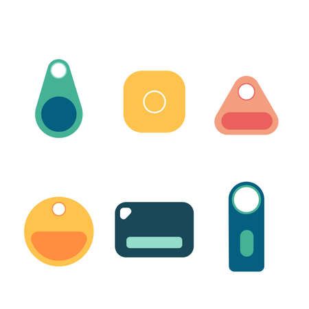 Lost key finder icons set in flat style